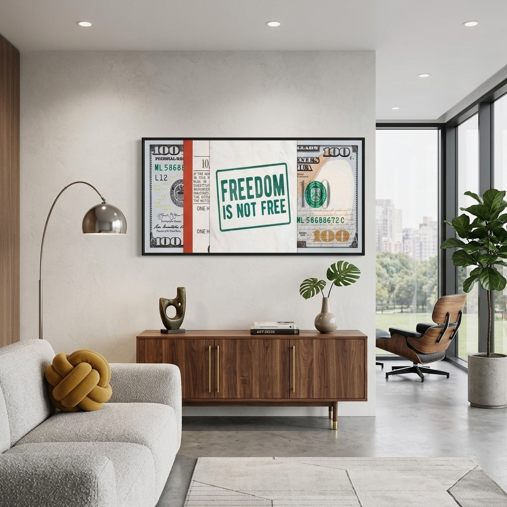 Dollar Freedom is not free Inspirational Canvas Wall Art Print