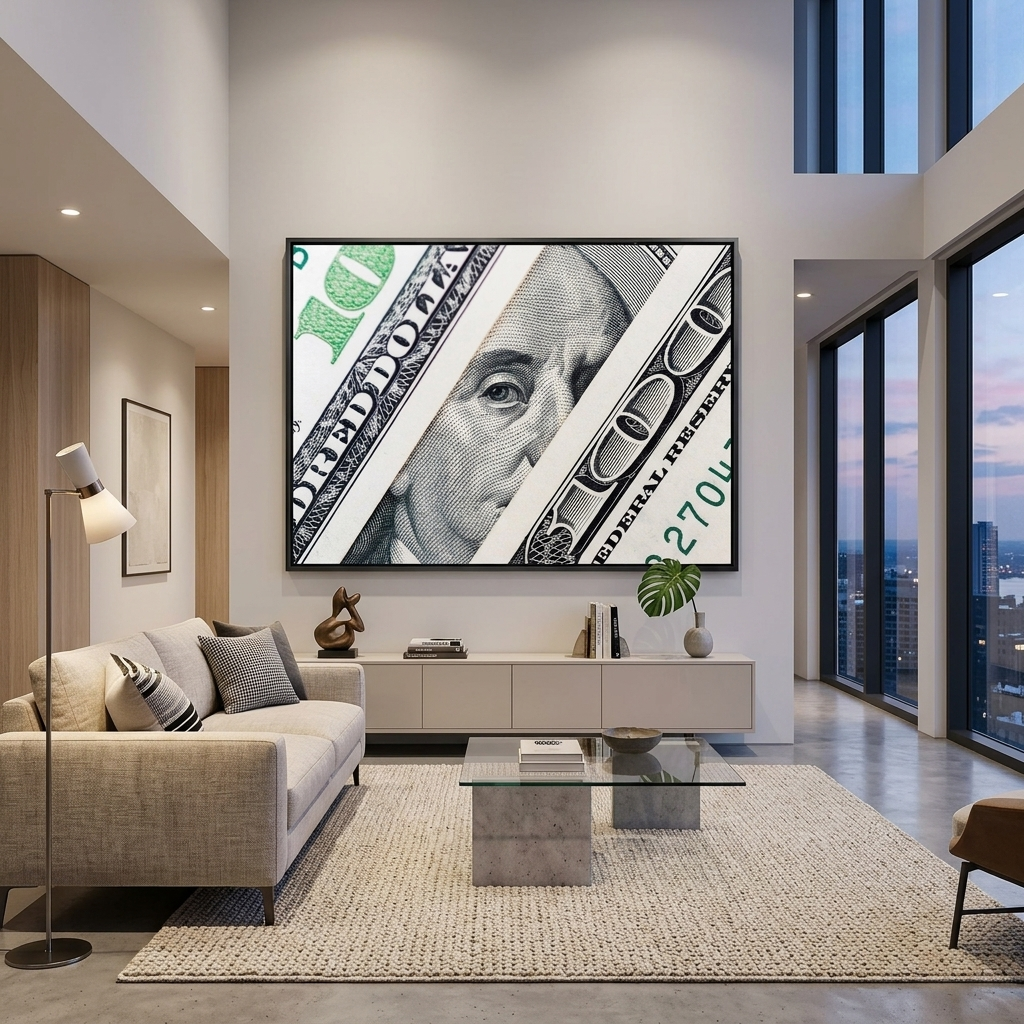 To the office for motivation $100 Benjamin's View Inspirational Canvas Wall Art Print