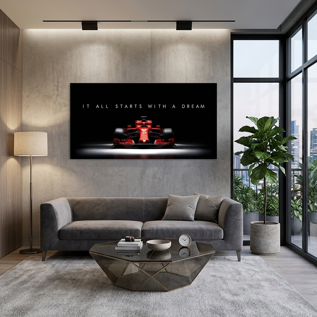 IT ALL STARTS WITH A DREAM FERRARI F1 Canvas Wall Art