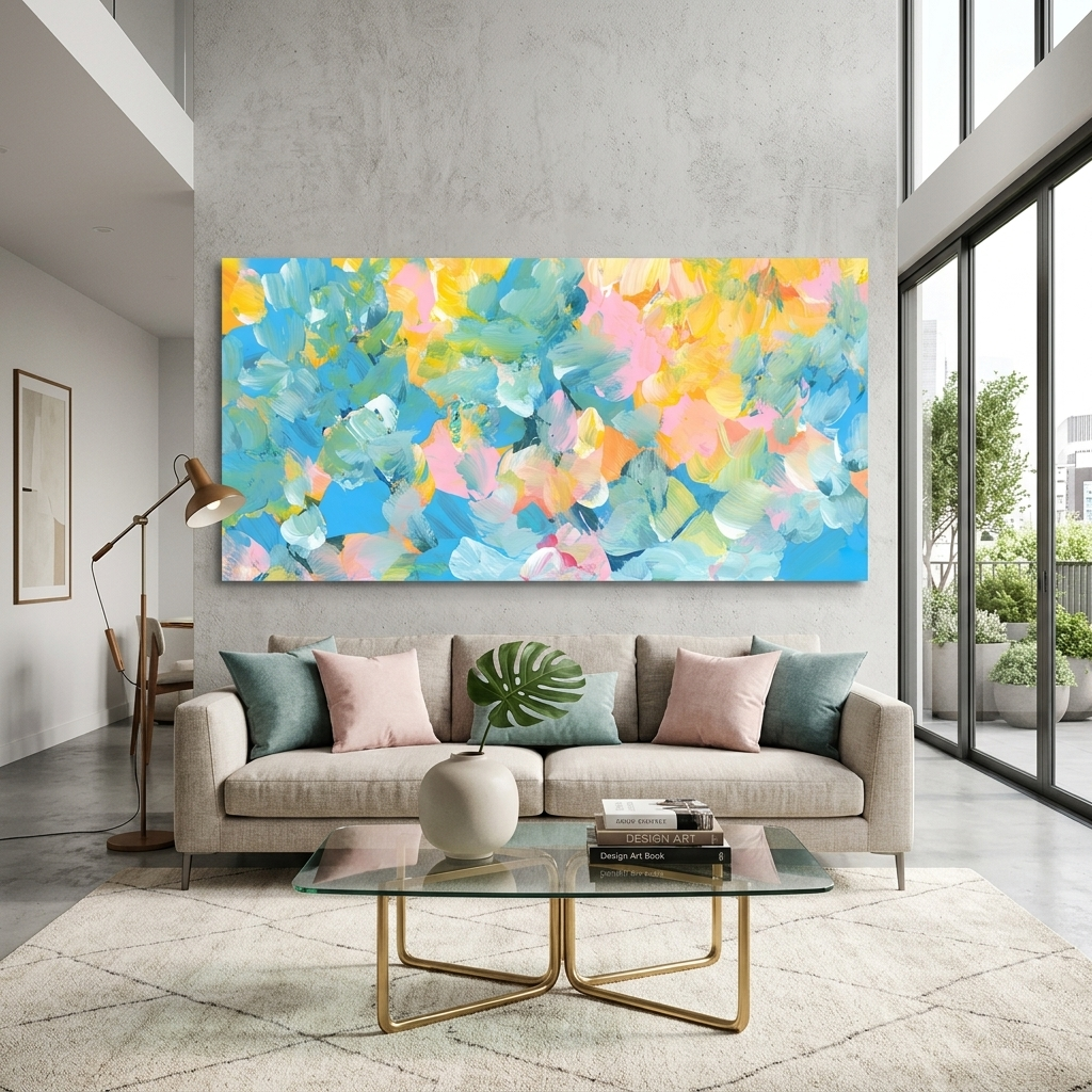 Bright flowers Abstraction Canvas Wall Art Print