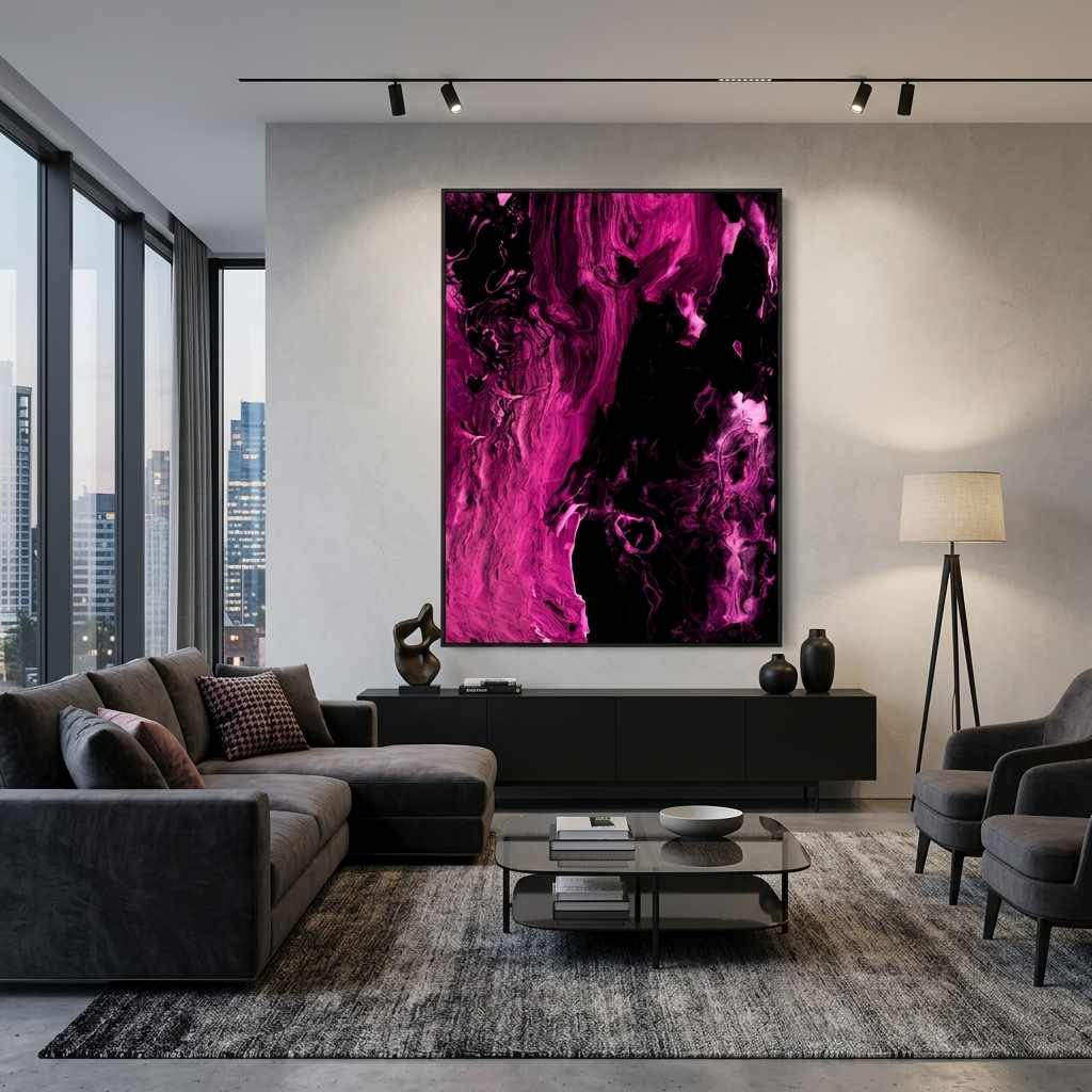 Crimson and black Abstraction Canvas Wall Art Print