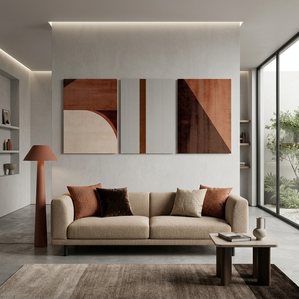 Modular abstract with a distinct brown color. Multi Panel Canvas Wall Art Print