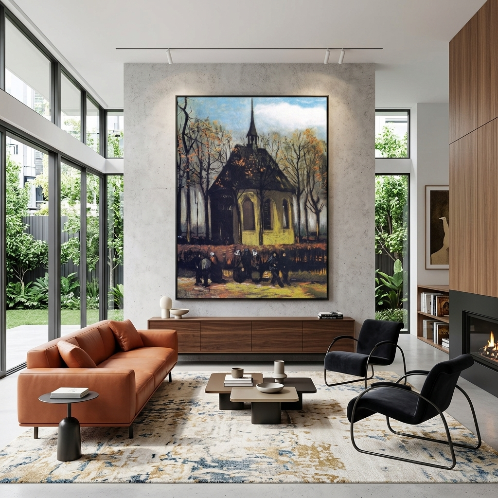 Leaving the Protestant church Reproduction Canvas Wall Art Print