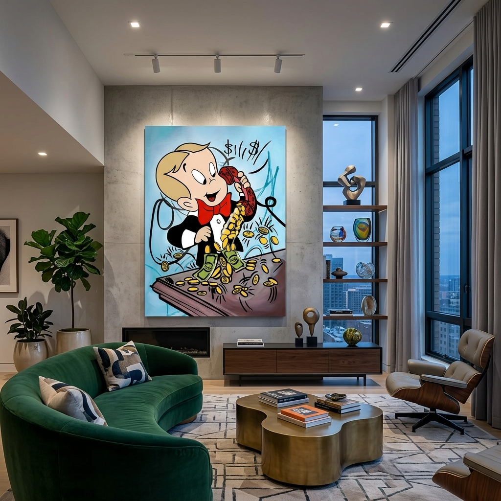 Monopoly money calls Canvas Wall Art Print
