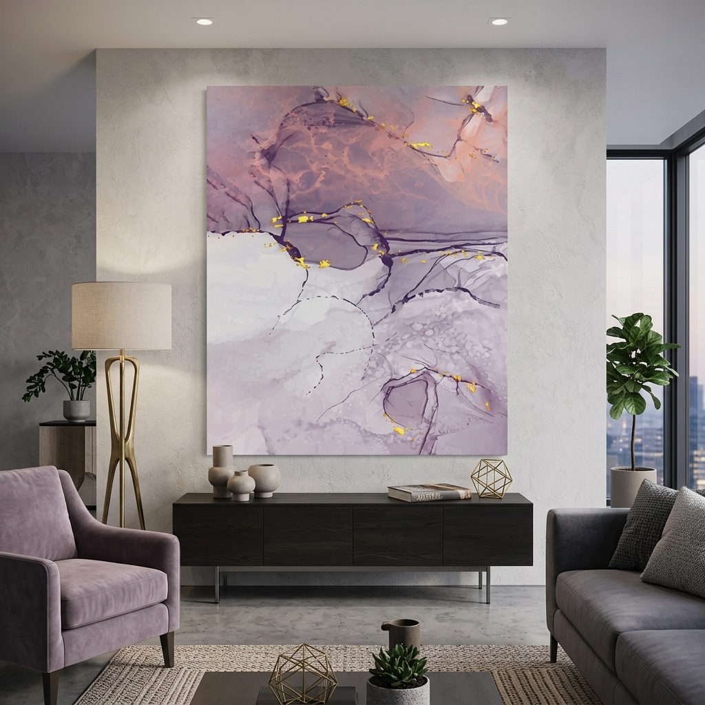 Light purple Abstraction Canvas Wall Art Print