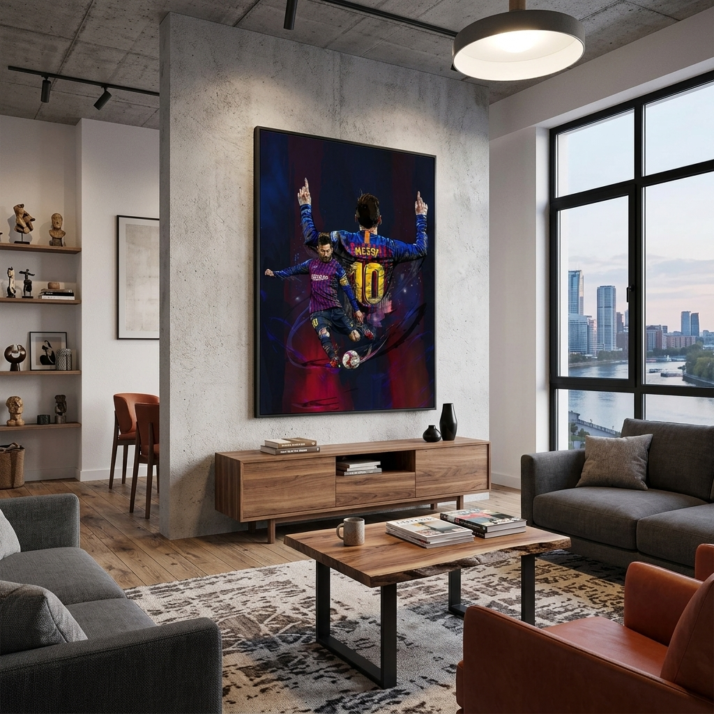 Footballer Lionel Messi Barcelona Canvas Wall Art Print