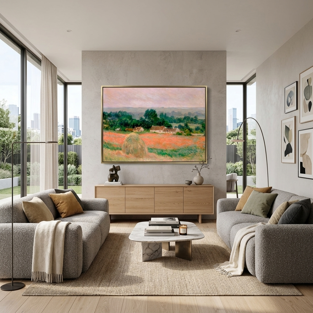 Haystack in Giverny Reproduction Canvas Wall Art Print