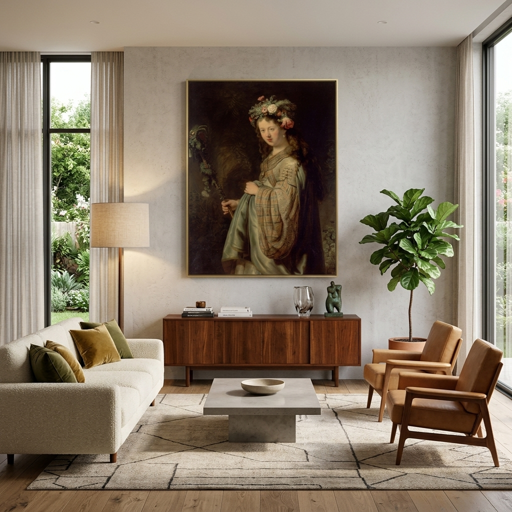 Saskia as Flora Rembrandt Reproduction Canvas Wall Art Print