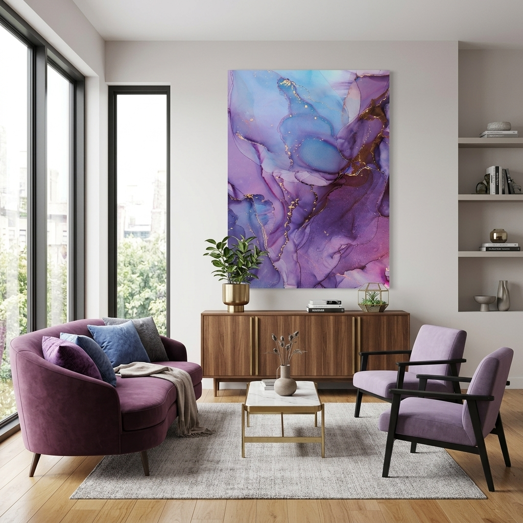 Lavender pink Abstraction Canvas Wall Art Print