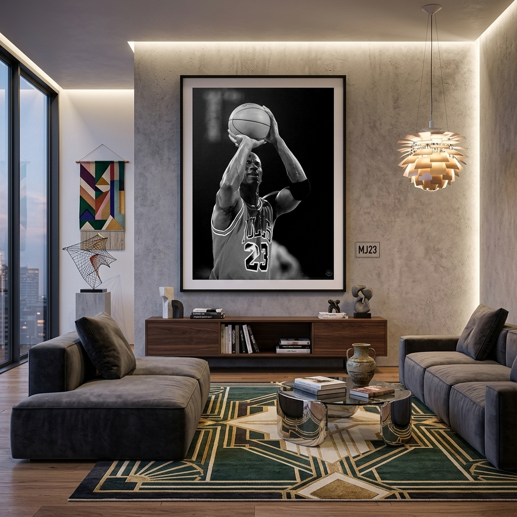 Michael Jordan: Iconic Shot Black & White Canvas Wall Art
