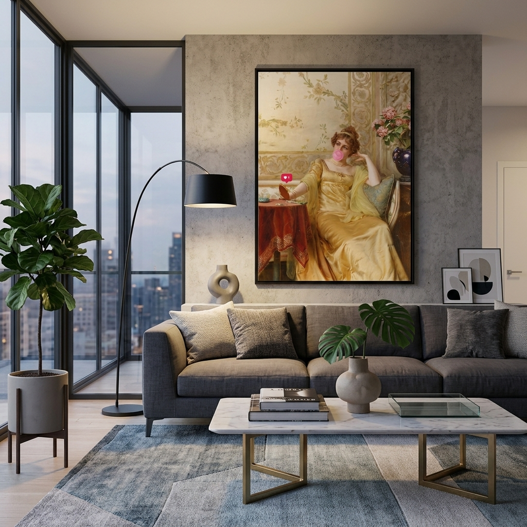 Canvas Wall Art Print Elegance with bubblegum and like