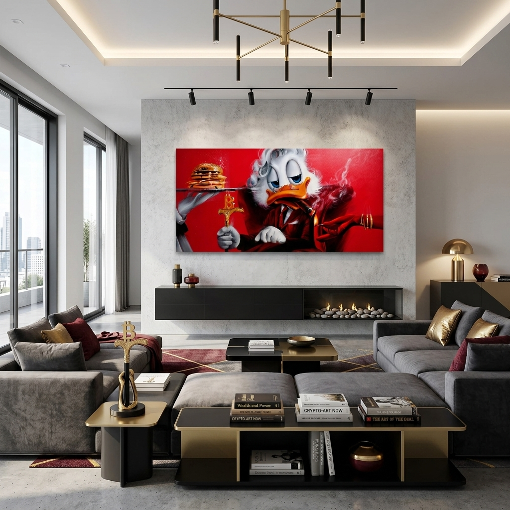 Scrooge, the Bitcoin cane Inspirational Canvas Wall Art Print