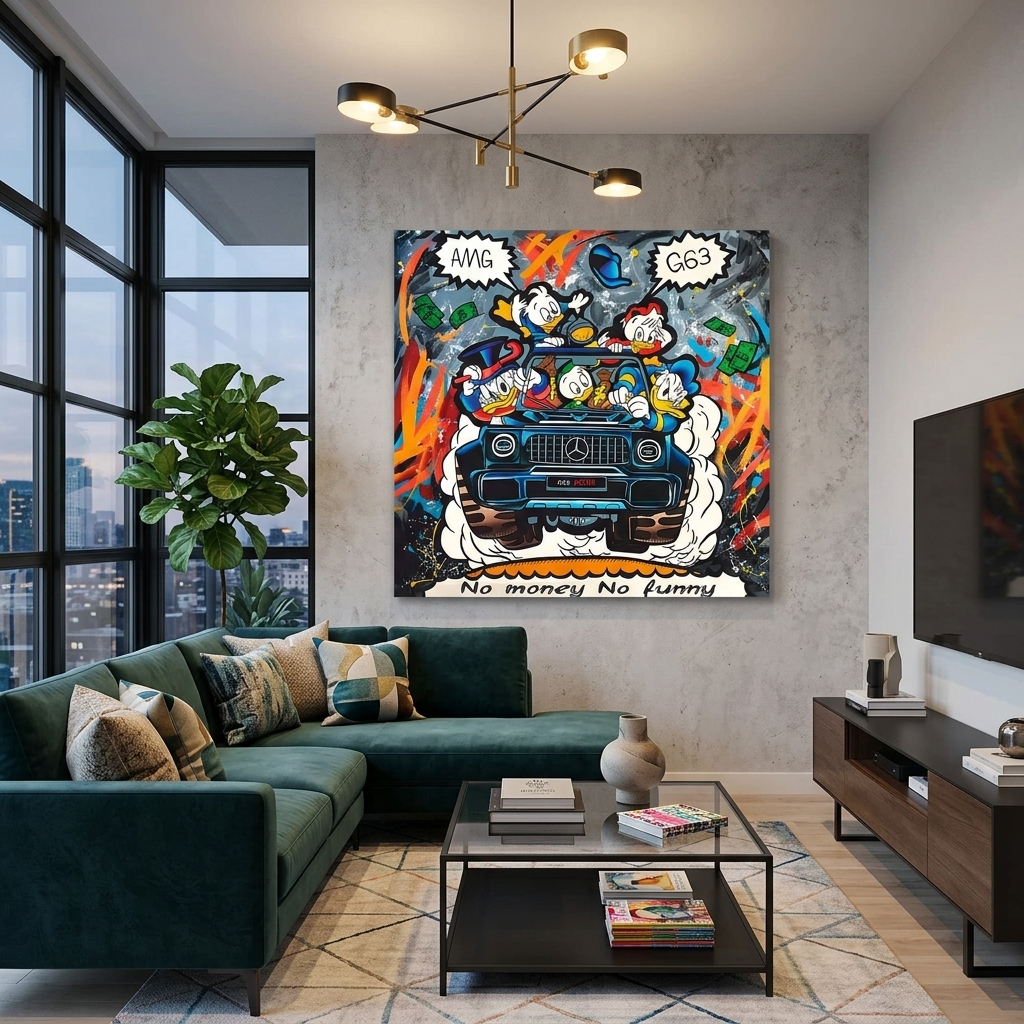 Scrooge on Mercedes Inspirational Canvas Wall Art Print