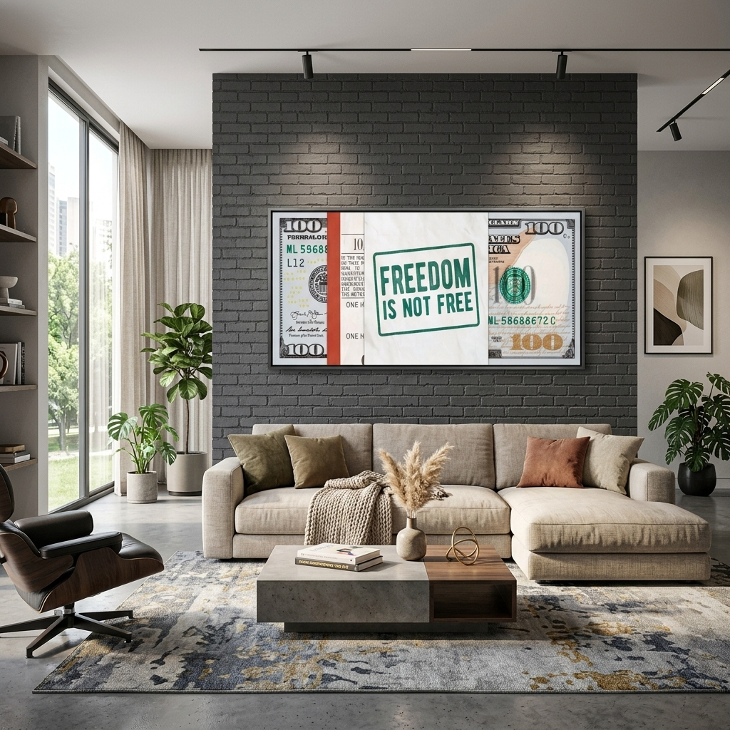 Dollar Freedom is not free Inspirational Canvas Wall Art Print