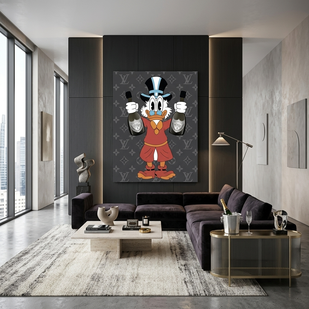 Scrooge with champagne gray Inspirational Canvas Wall Art Print