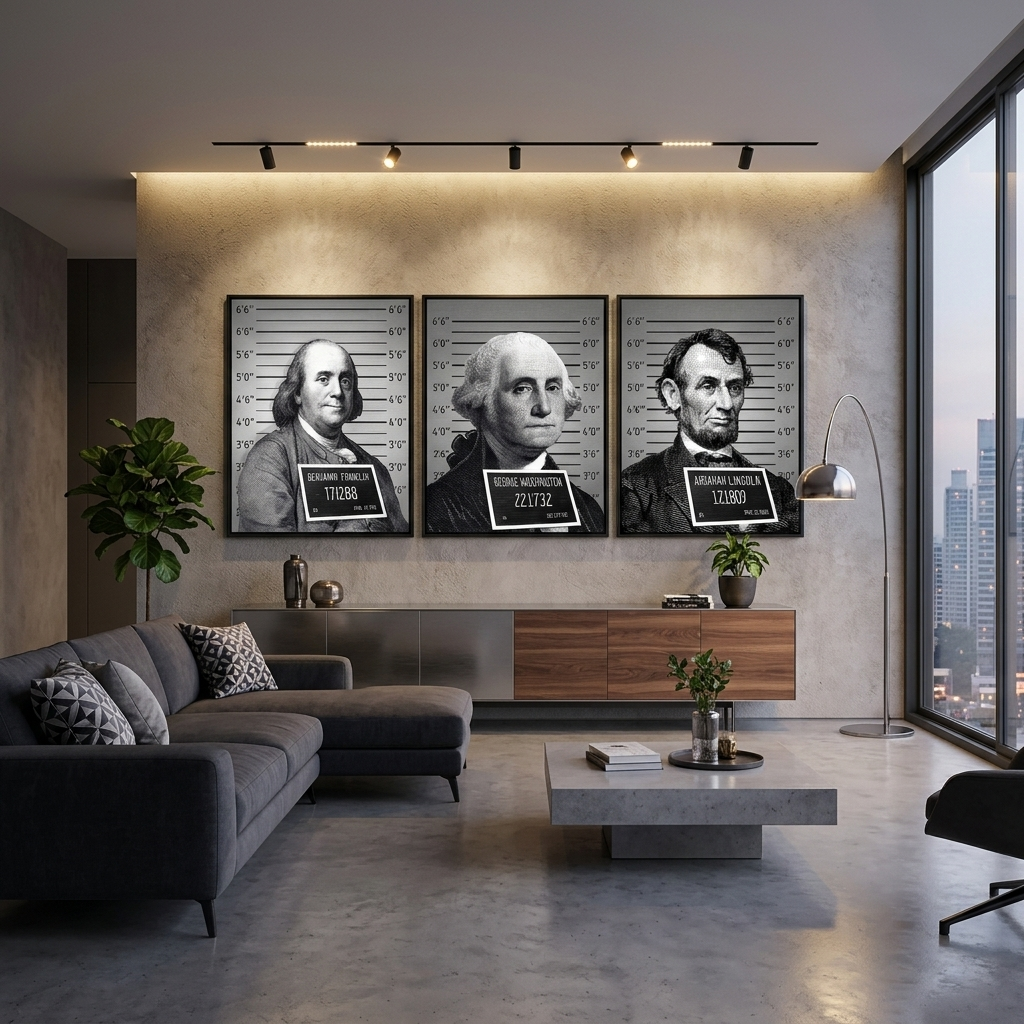 Multi Panel Canvas Wall Art Print Portraits of U.S. Presidents
