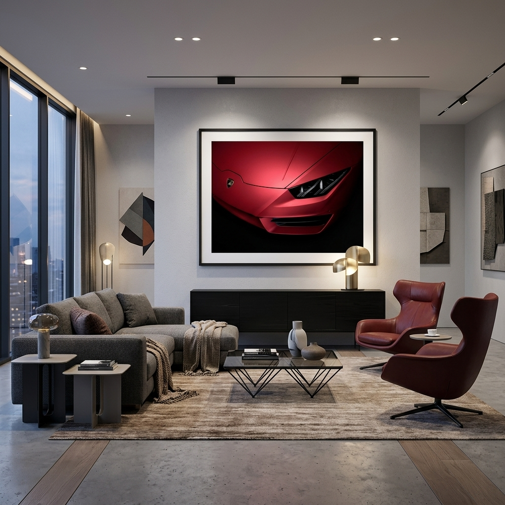 Canvas Wall Art Print front headlight Red Lamborghini