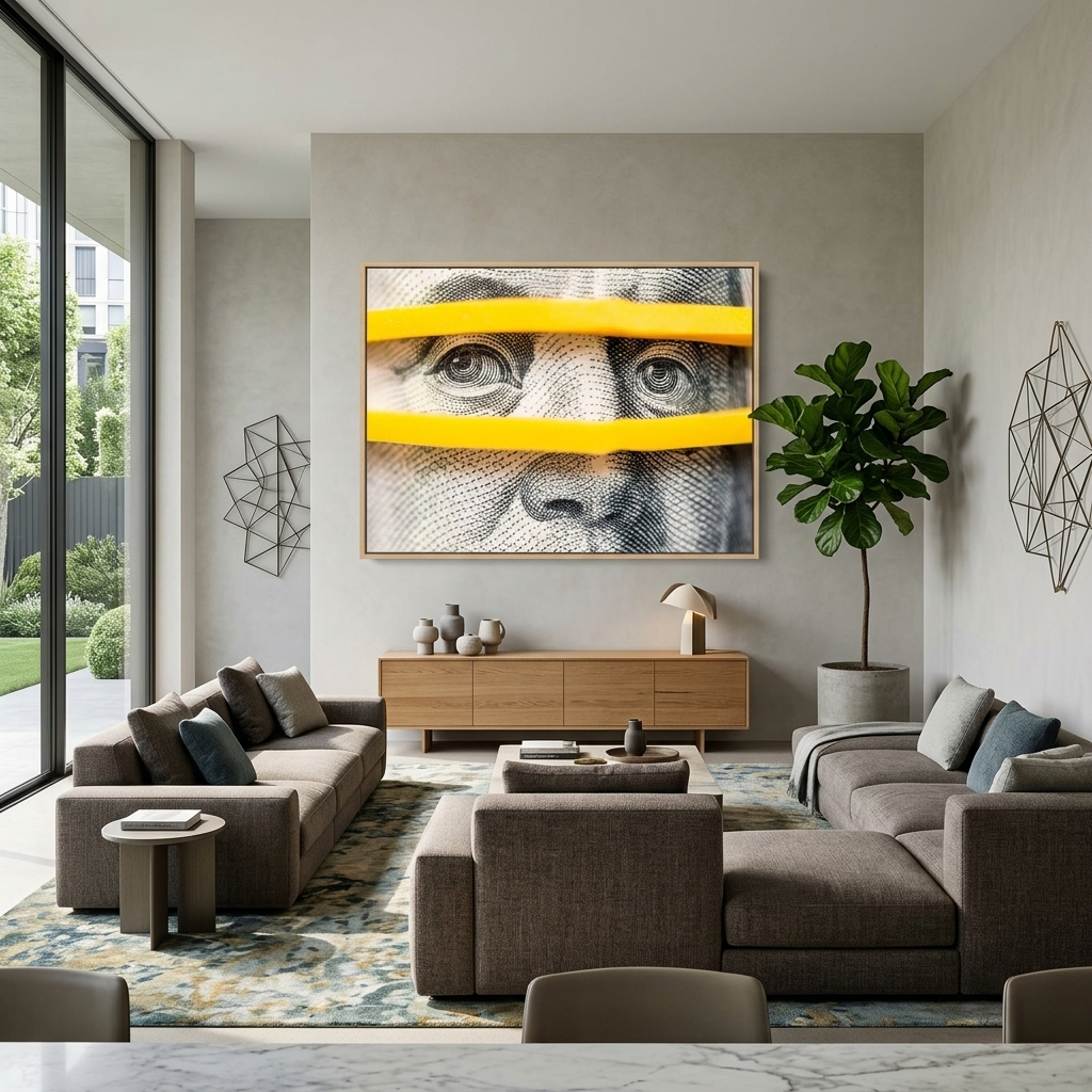 Franklin on the dollar close-up. Inspirational Canvas Wall Art Print