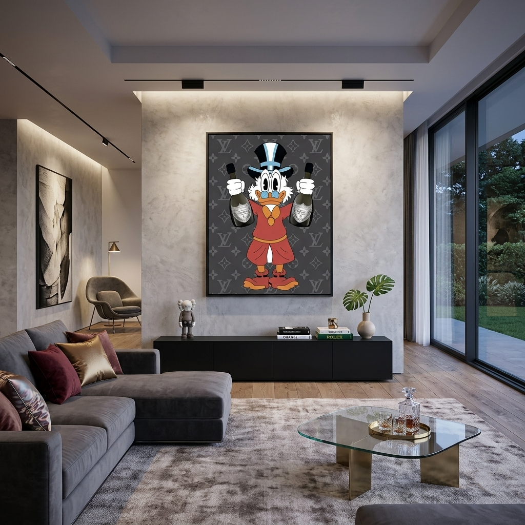 Scrooge with champagne gray Inspirational Canvas Wall Art Print