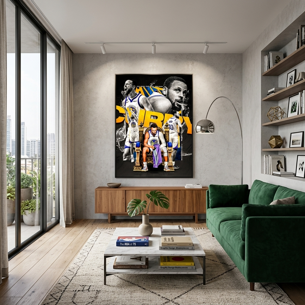 Basketball player Golden State Warriors Stephen Curry Canvas Wall Art Print