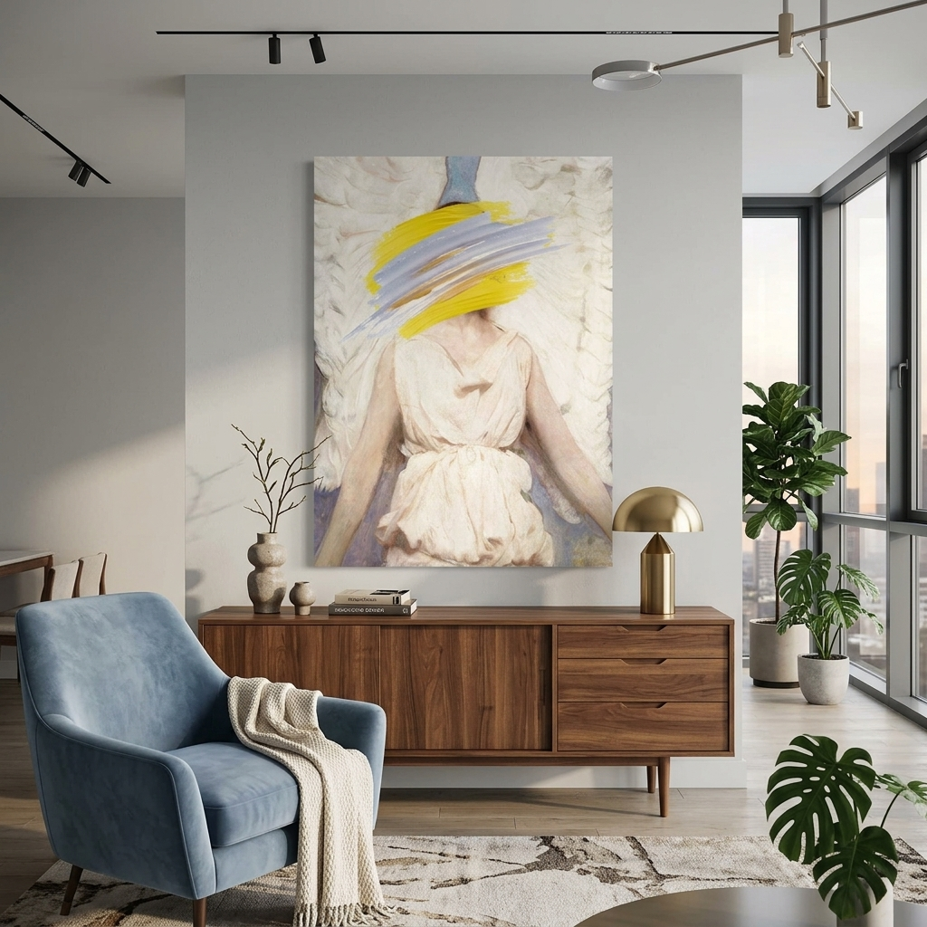 Canvas Wall Art Print Angel with strokes of paint