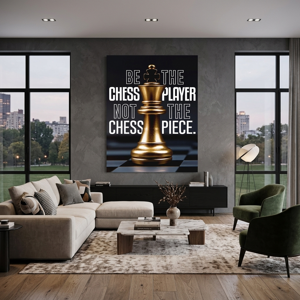 For motivation Chess King Gold Motivational Canvas Wall Art Print