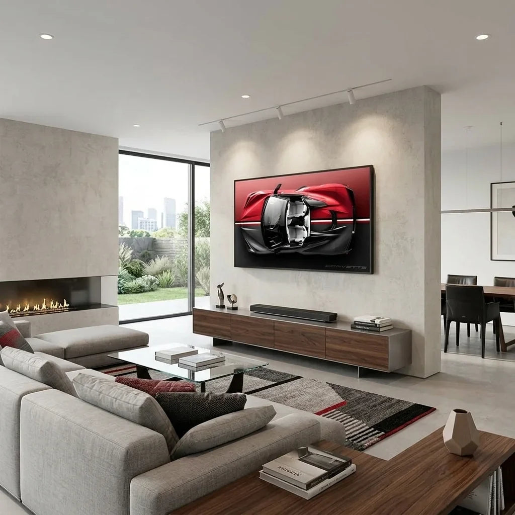 Chevrolet Corvette C8 Stingray Top-Down View - Premium Canvas Wall Art