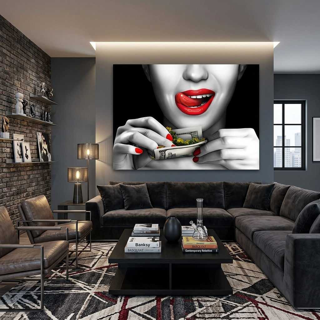 A woman twists a dollar Motivational Canvas Wall Art Print