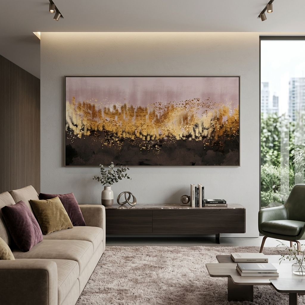 In rose gold and brown colors Abstraction Canvas Wall Art Print