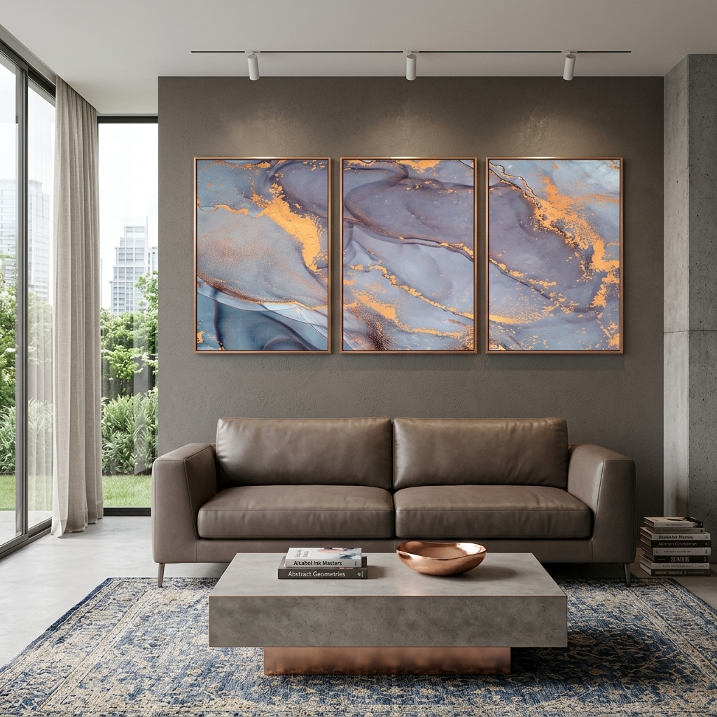 Modular gray-gold abstract with gold elements Multi Panel Canvas Wall Art Print