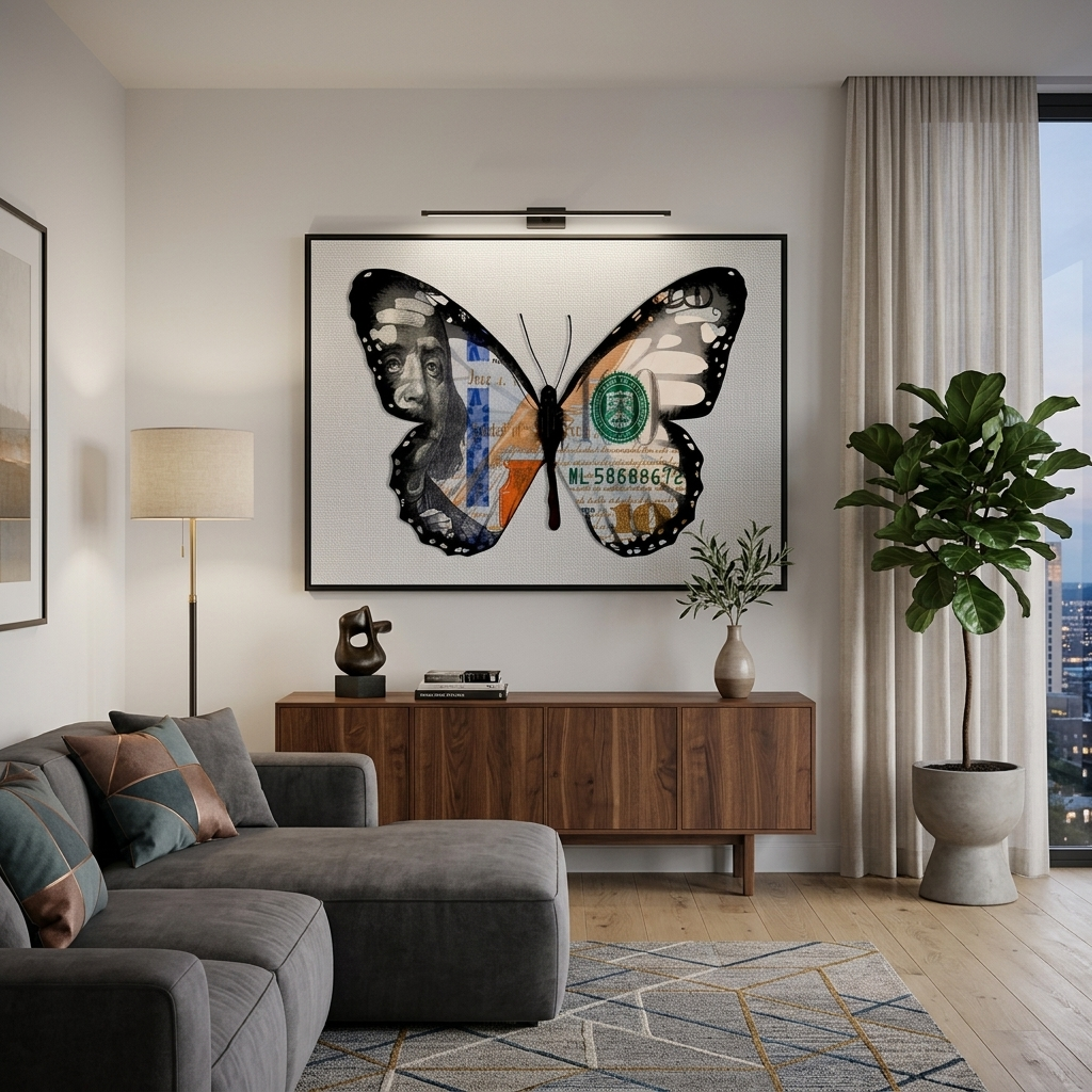 Butterfly dollar white Motivational Canvas Wall Art Print
