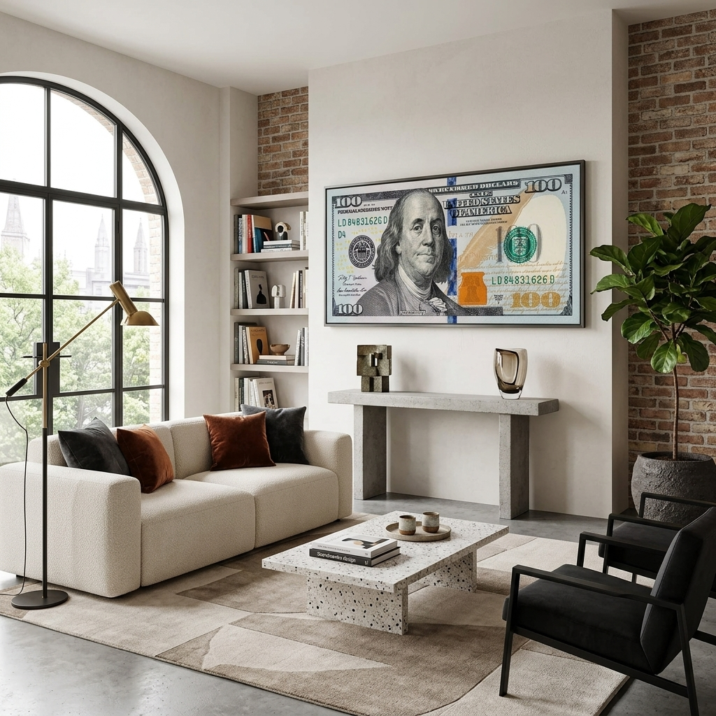 100 dollars original color Inspirational Canvas Wall Art Print