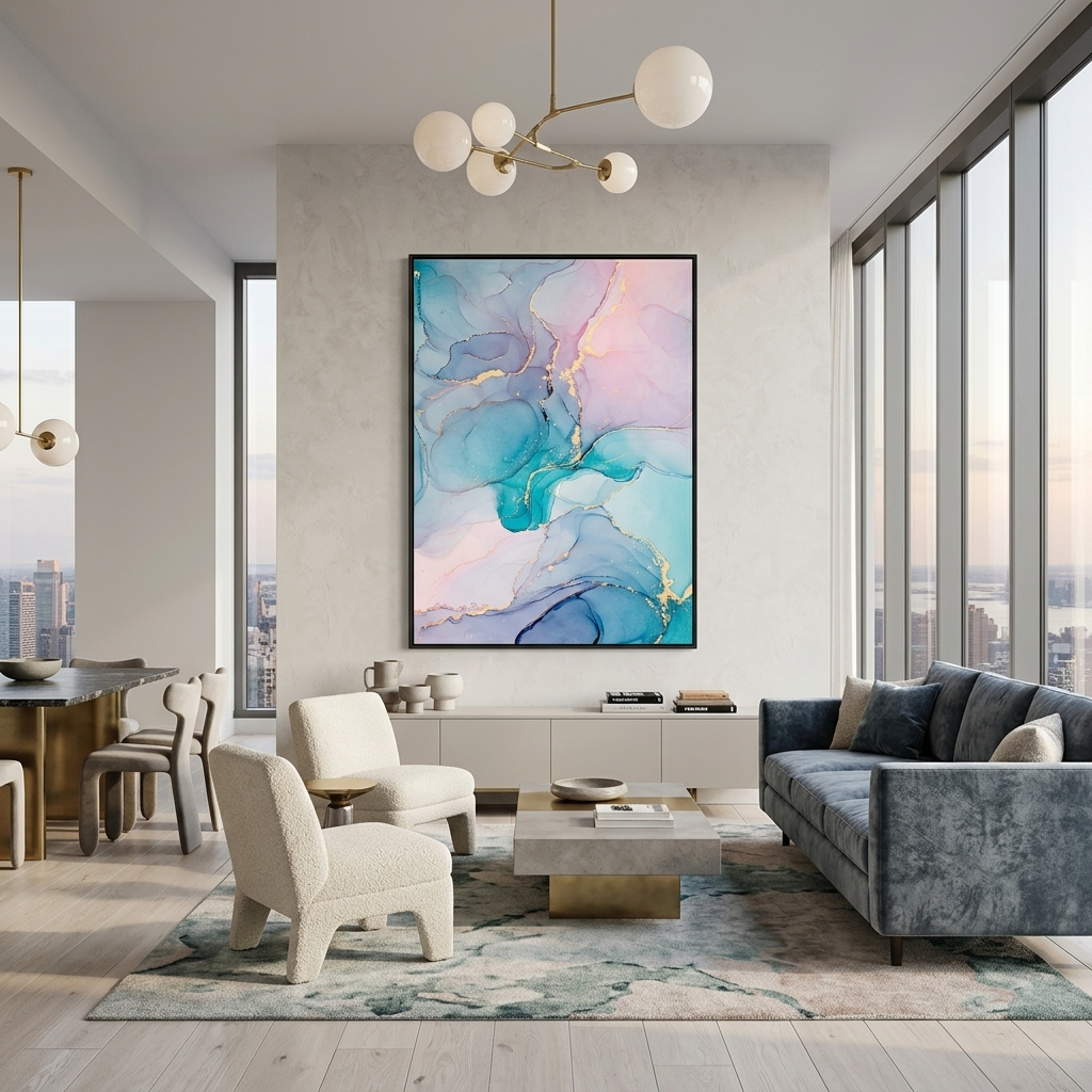 Matte delicate Abstraction Canvas Wall Art Print