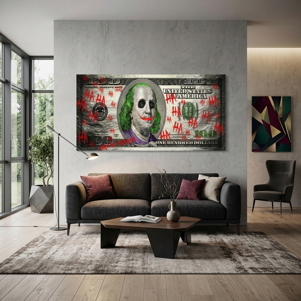 100 dollar Joker Inspirational Canvas Wall Art Print