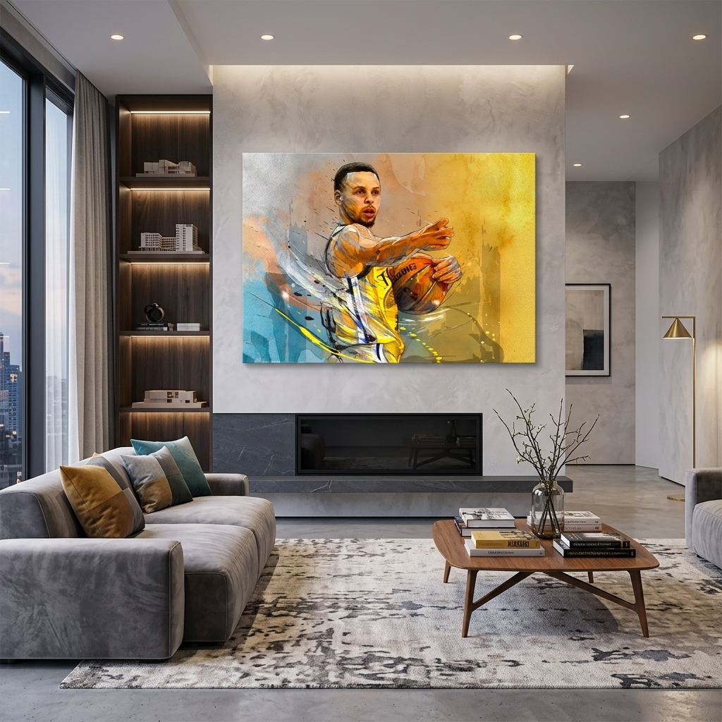 Basketball player Stephen Curry Golden State Warriors Canvas Wall Art Print