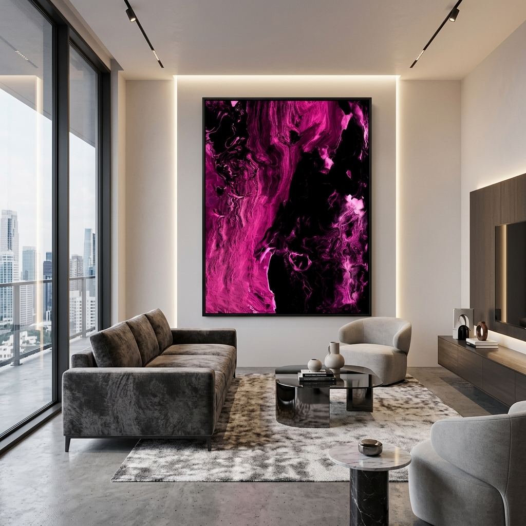 Crimson and black Abstraction Canvas Wall Art Print