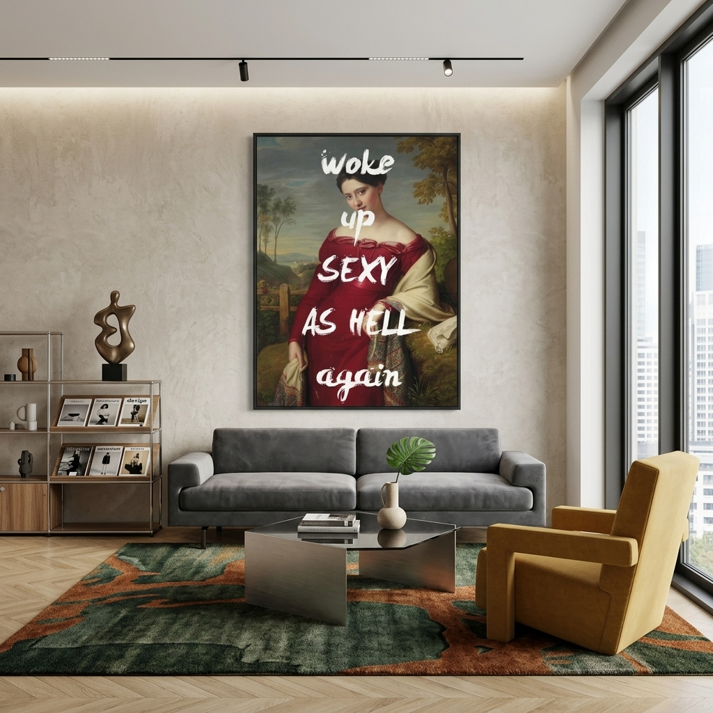 Canvas Wall Art Print Woke up sexy as hell again