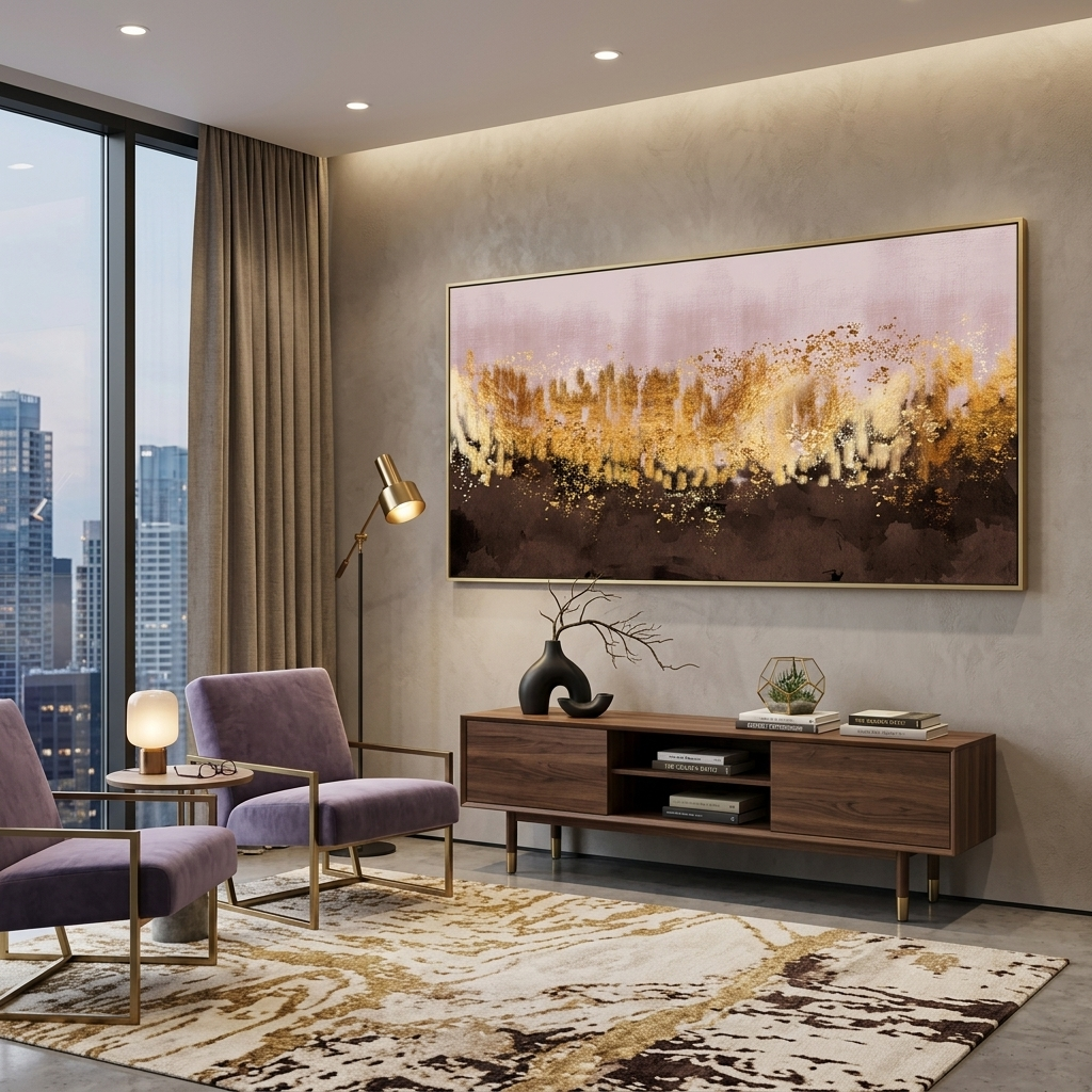 In rose gold and brown colors Abstraction Canvas Wall Art Print