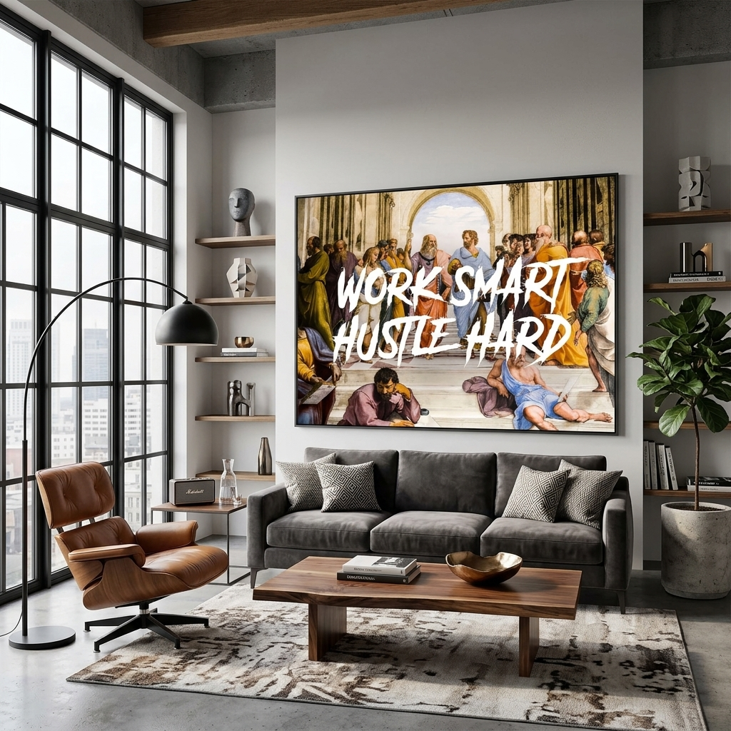 Philosophers Work smart hustle hard Motivational Canvas Wall Art Print