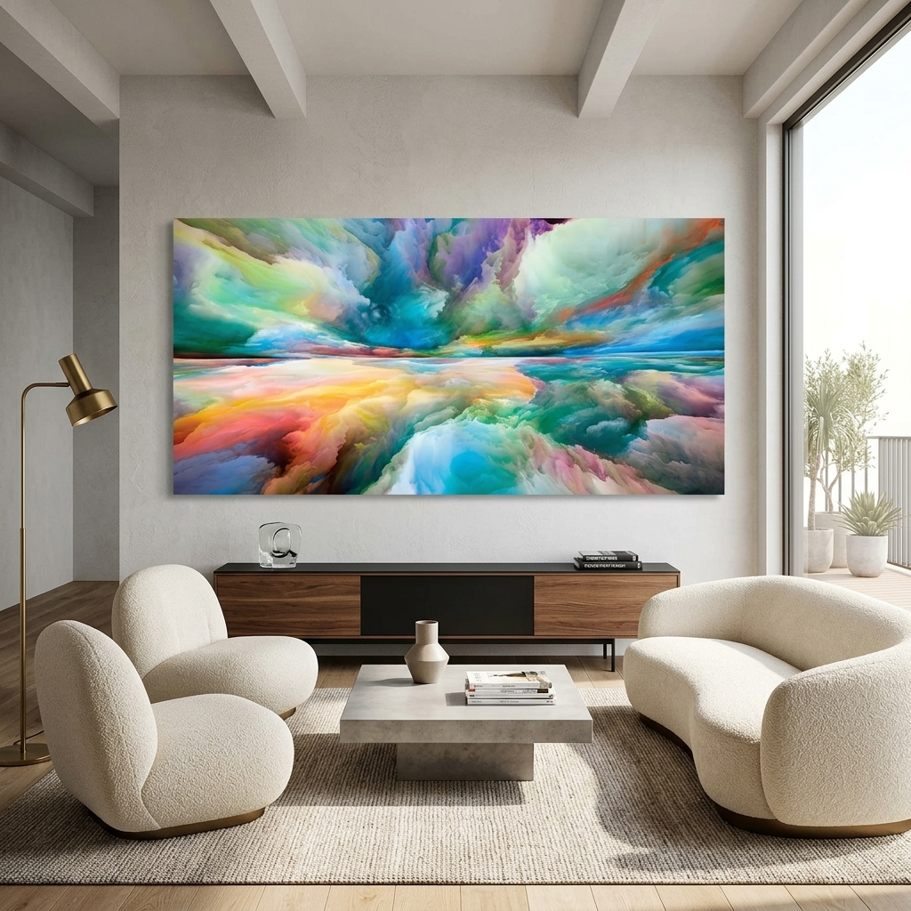 Rainbow clouds Abstraction Canvas Wall Art Print