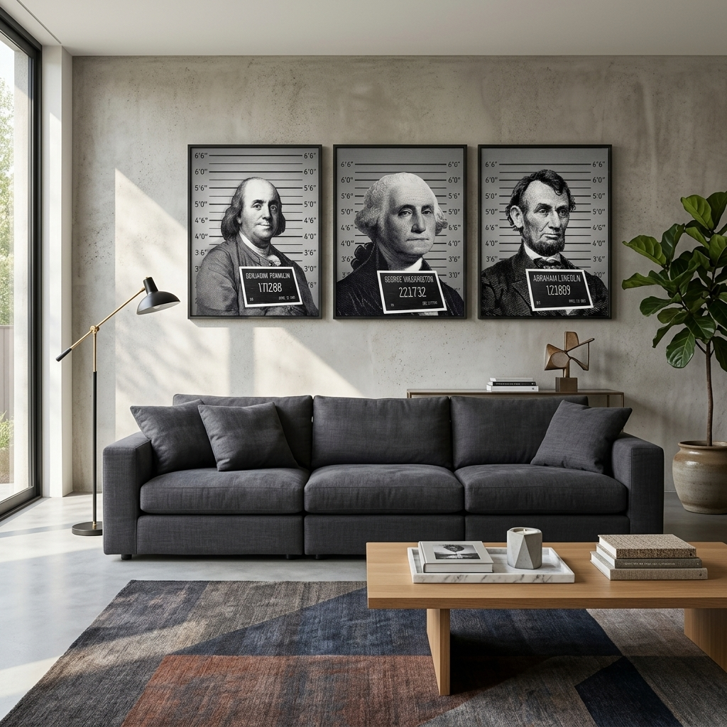Multi Panel Canvas Wall Art Print Portraits of U.S. Presidents