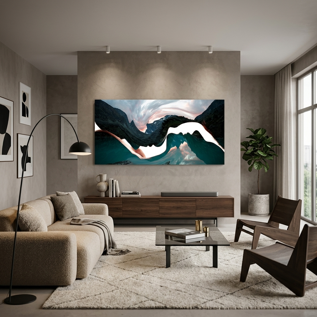The silhouette of two faces Abstraction Canvas Wall Art Print