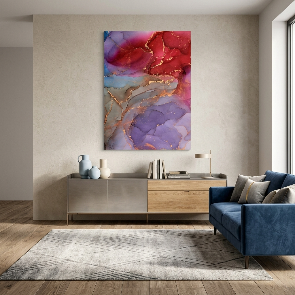Red-purple Abstraction Canvas Wall Art Print