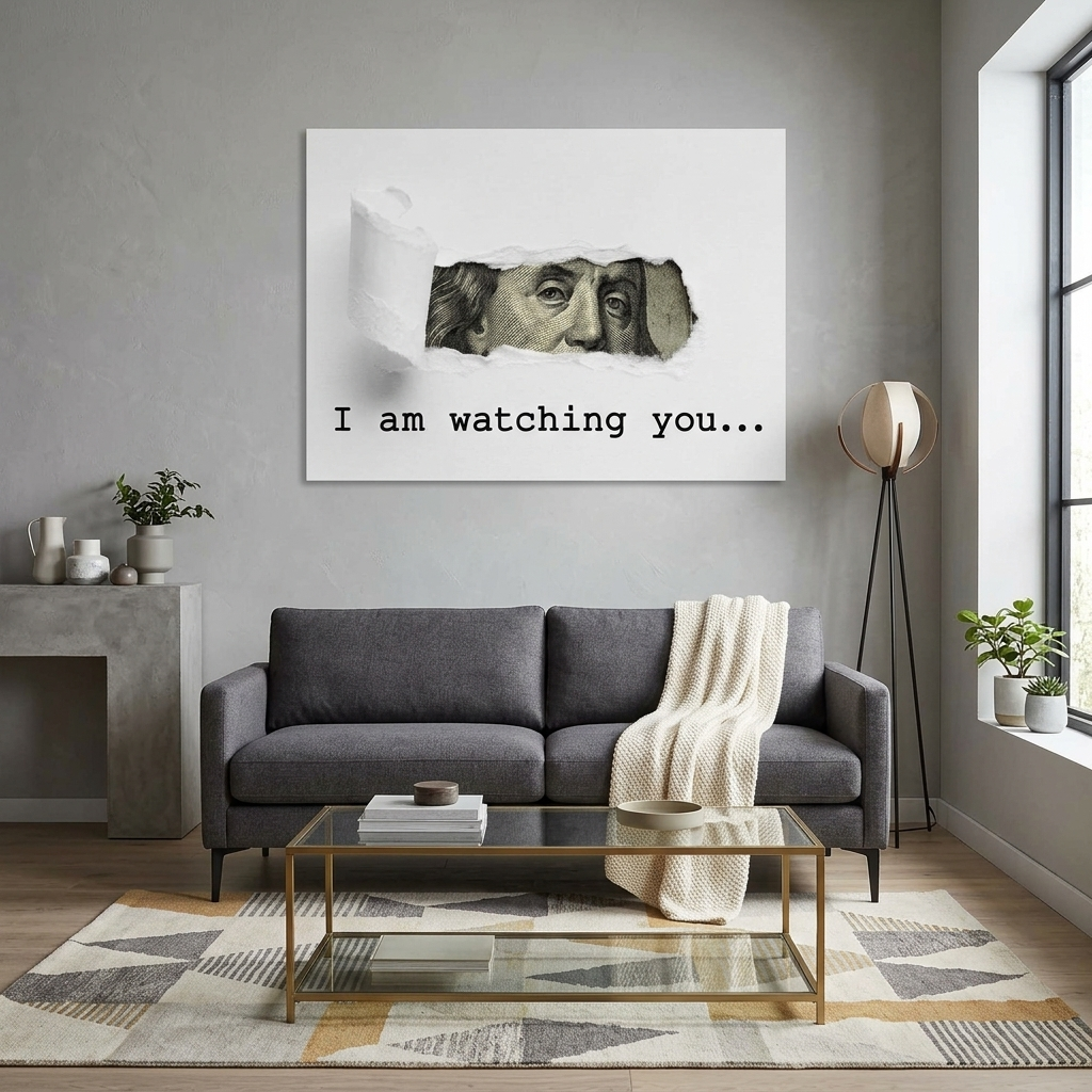 Dolar. I'm watching you. Inspirational Canvas Wall Art Print