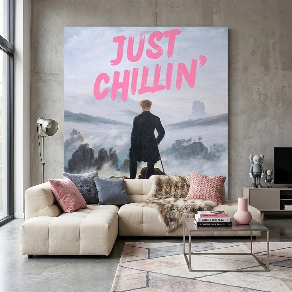 Canvas Wall Art Print Wanderer over the sea of fog. Just chilling
