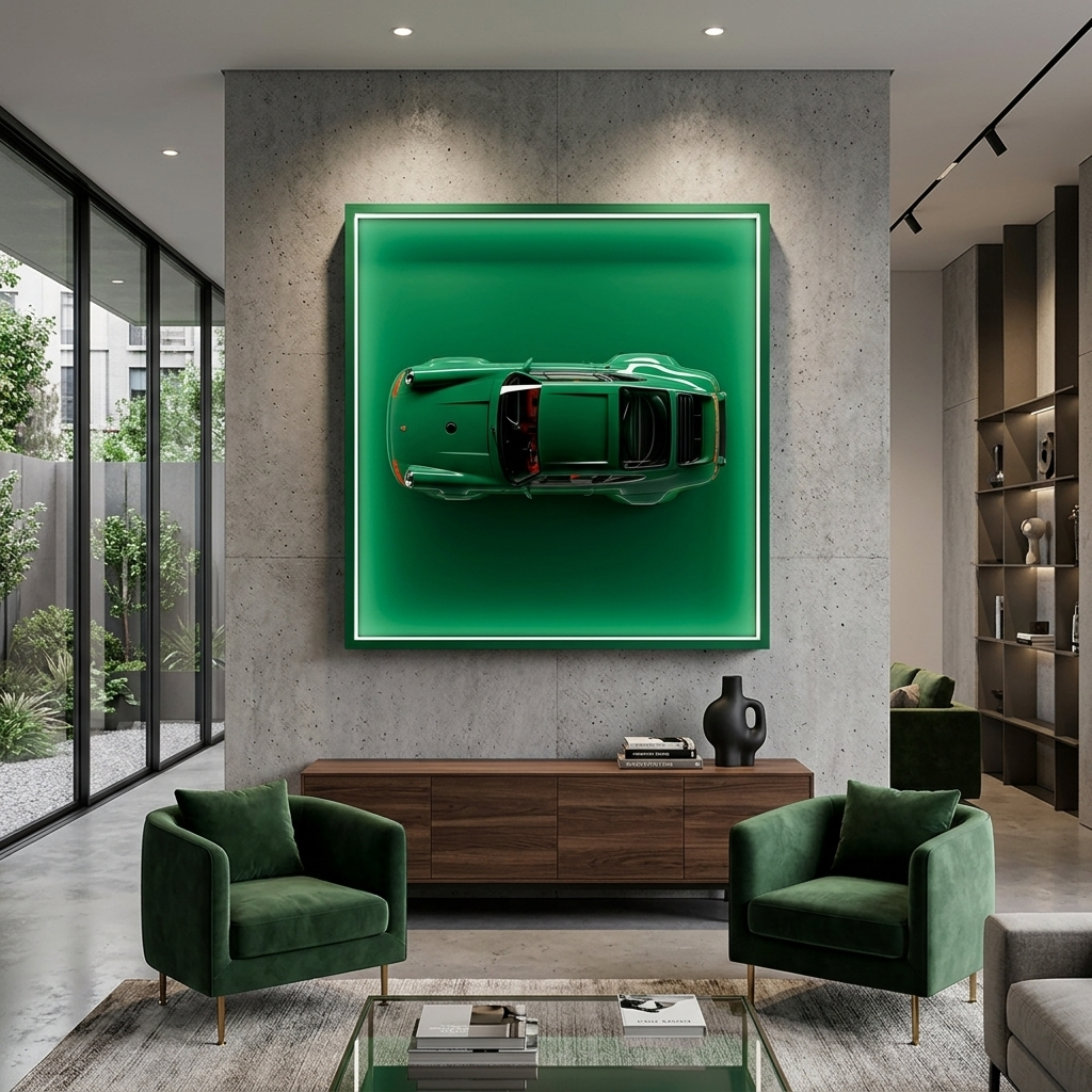 Cars Green Porsche 911 Canvas Wall Art Print