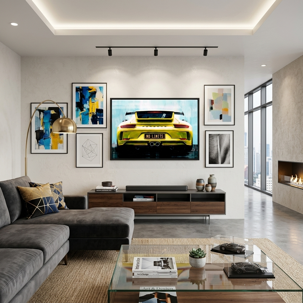 Porsche on the back of the no limit license plates Canvas Wall Art Print