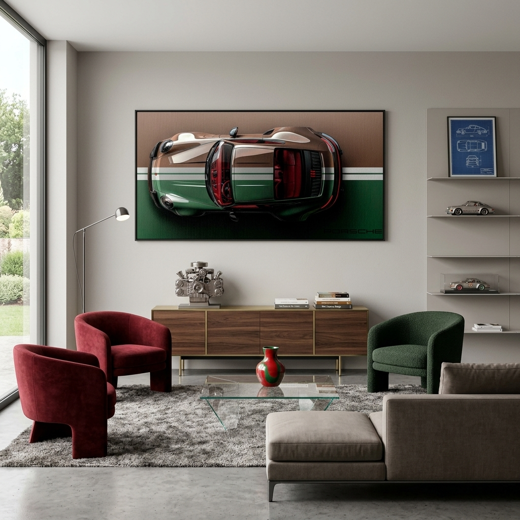 PORSCHE GREY BACKSIDE Canvas Wall Art