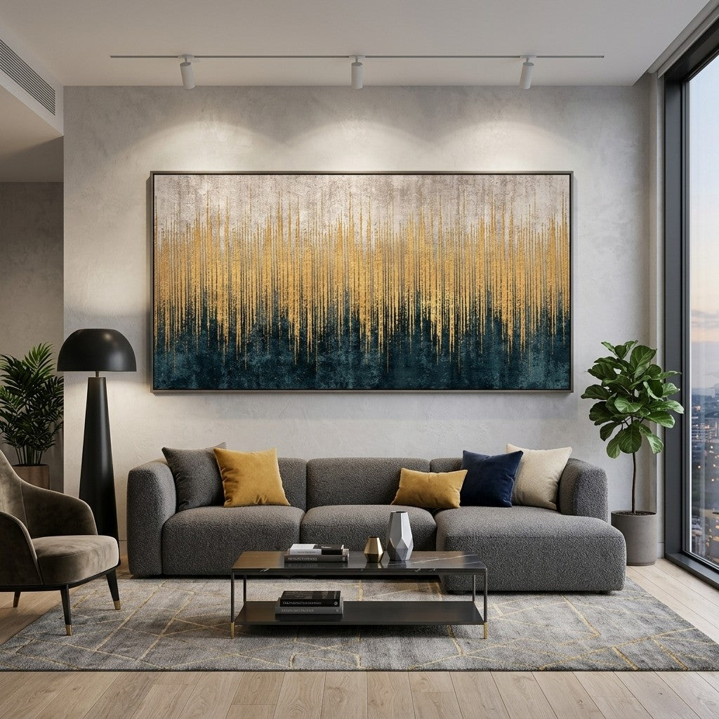 Canvas wall art in a living room interior