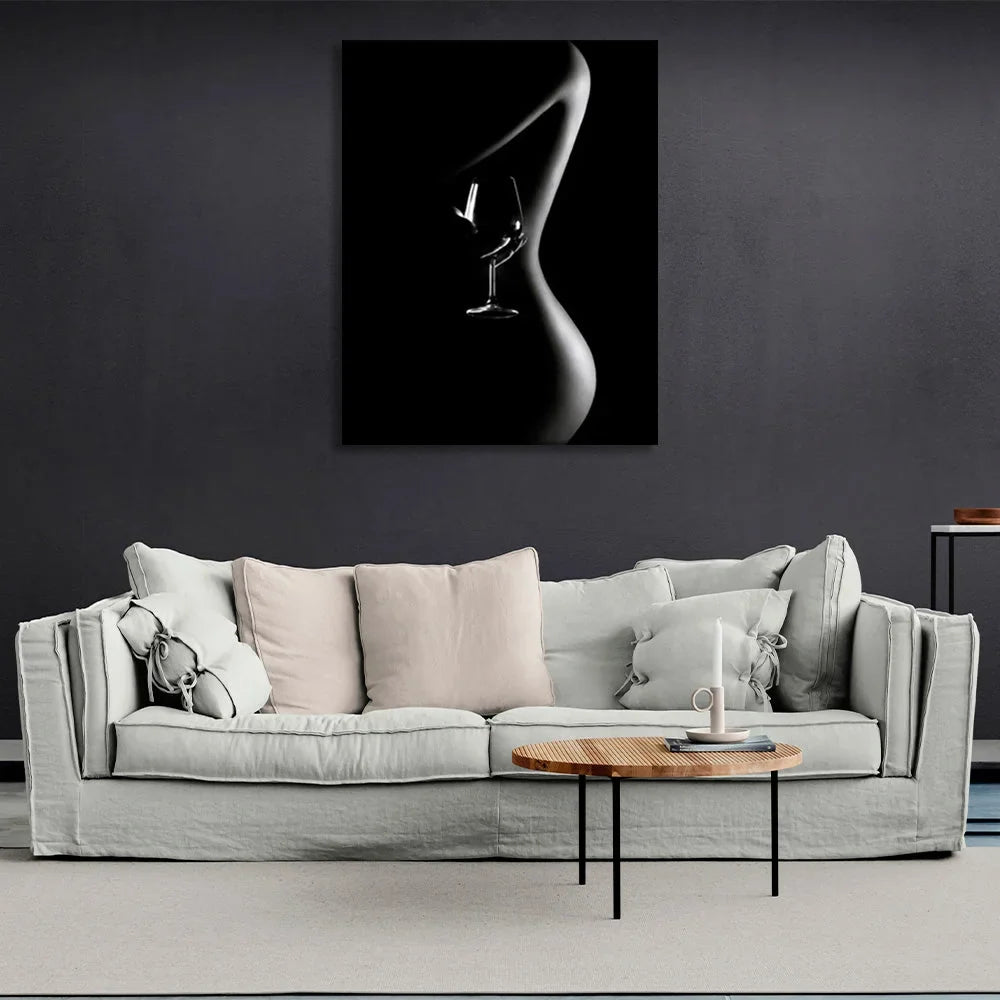 girl's and a glass Canvas Wall Art Print